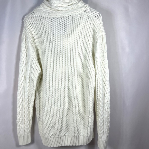Leif Nelson White Cable Knit Mens Preppy Grandpa Cardigan Fisherman Size Large - Picture 3 of 16